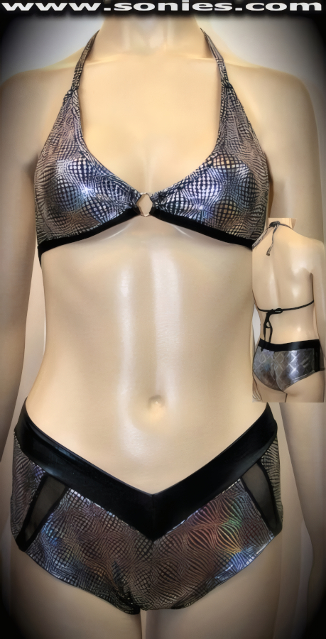 Myanmar Diamond Hologram Lycra Two-Piece Set
