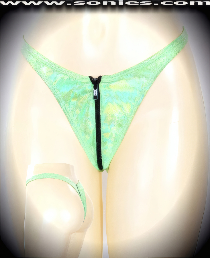 Peloponnese Lime Dizzy Dots Lycra Thong Panty