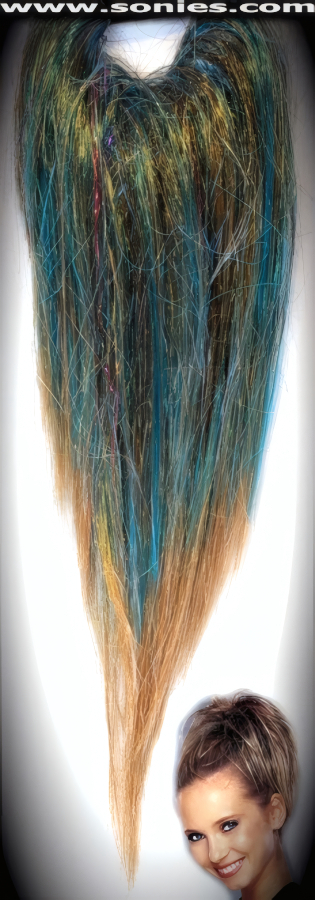 Dark Golden Blonde/Bright blue synthetic hairpieces