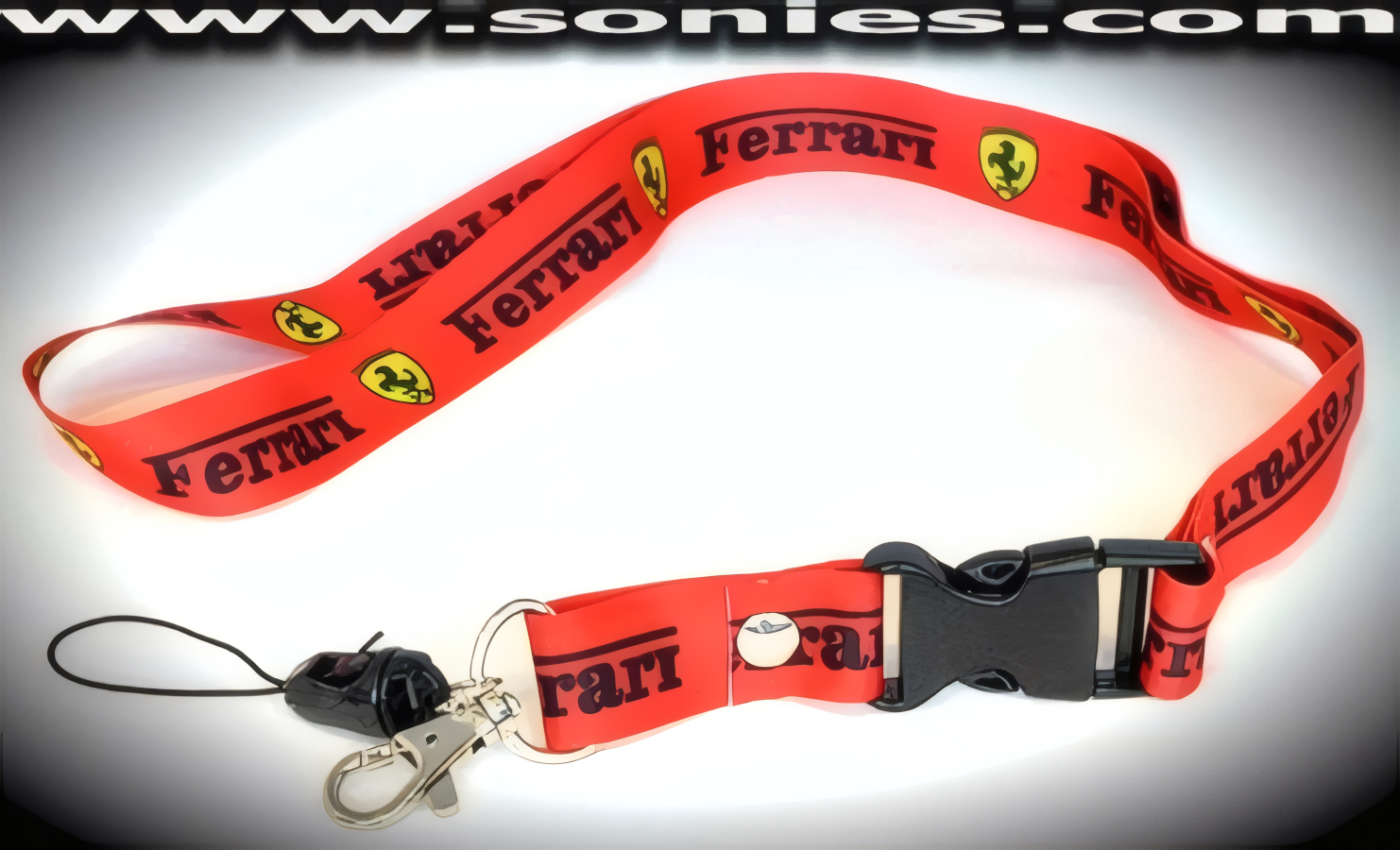 Ferrari Dual Attachment Flat Woven Neck Strap