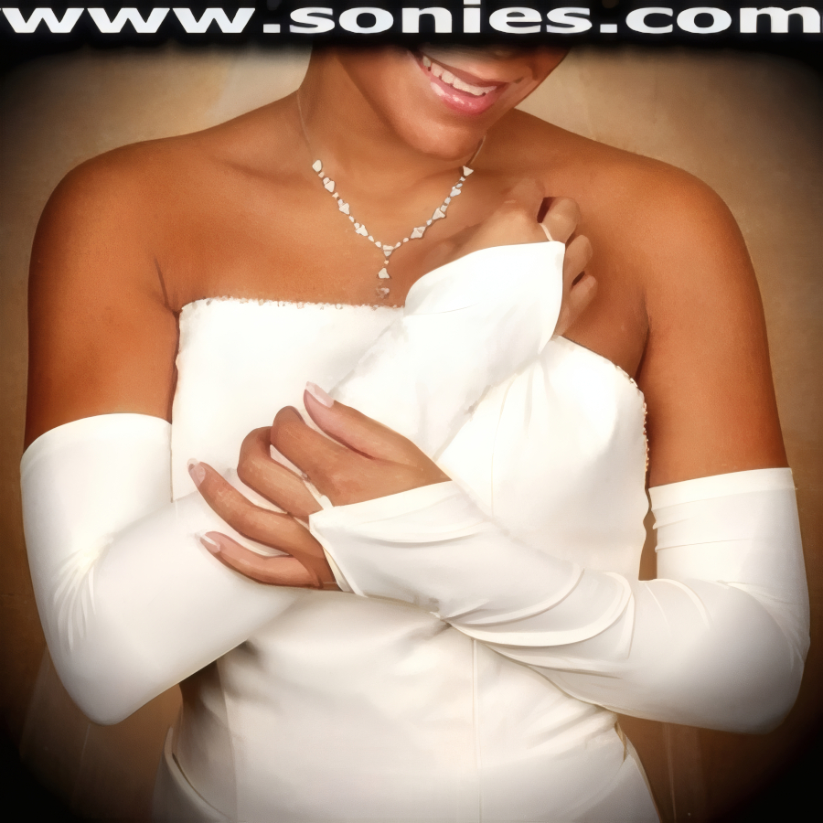 Aurora matte finish opera length Lycra fingerless gloves