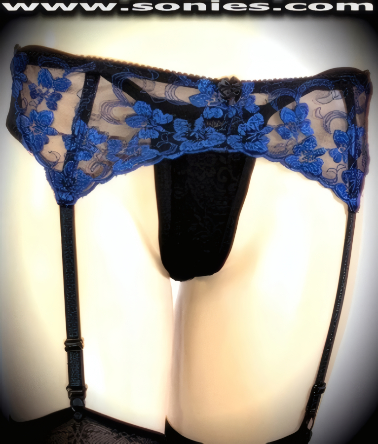 Galen delicately embroidered floral lace with Lycra garter belt