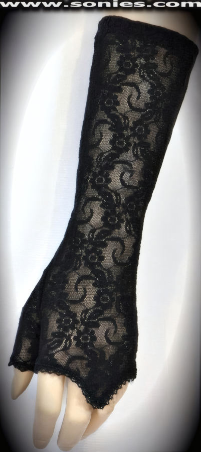 Gaia Sheer Floral Lace Above-Wrist Fingerless Gloves