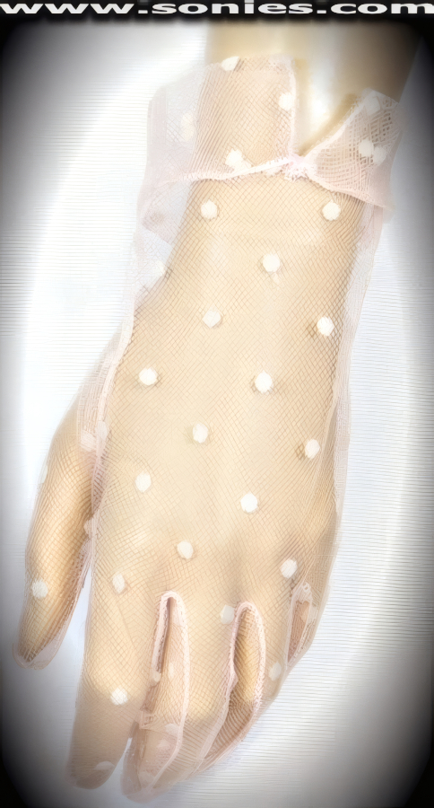 Parilia Stretch Mesh Wrist-Length Gloves with Cotton Dots
