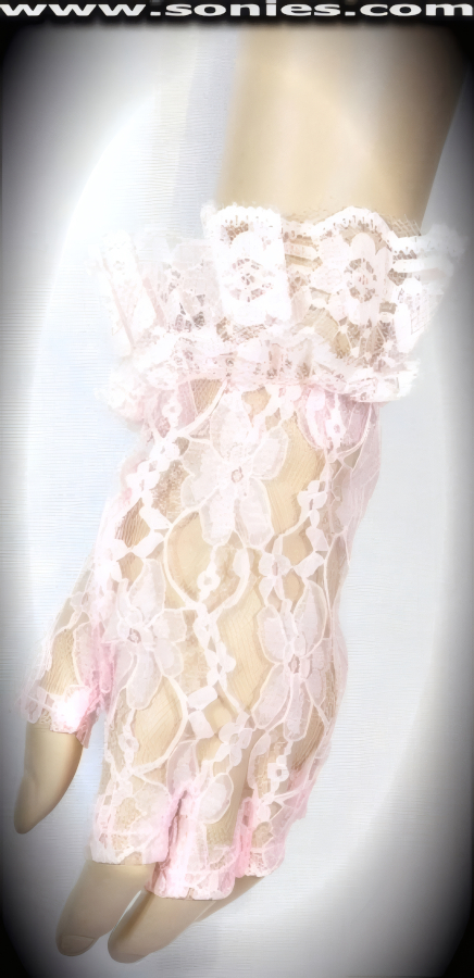Elizabeth Sheer Lace Half-Finger Gloves with Ruffles