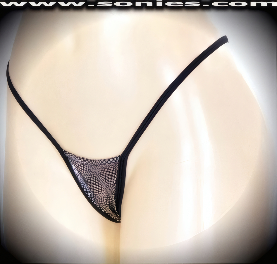 Aganice silver diamonds glitter Lycra micro thong panty