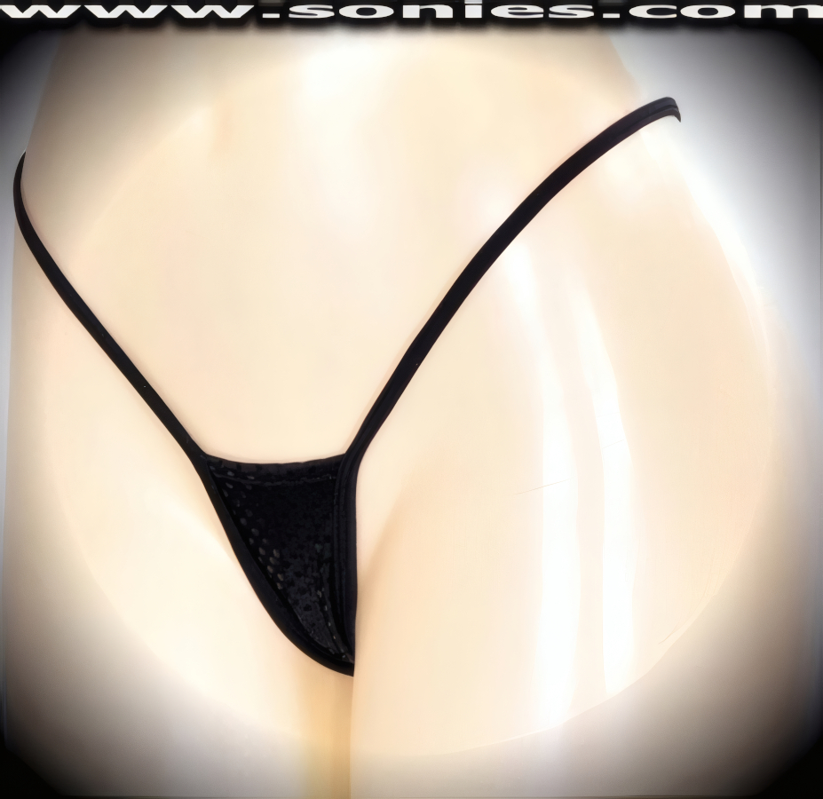 Alboni Foil Dotted Lycra Micro Thong Panty