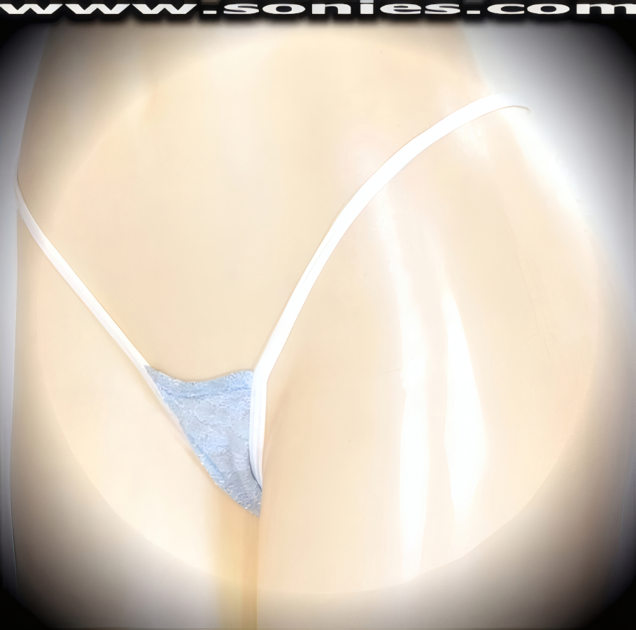 Louisa Aqua Lace Lurex Lycra Micro Thong Panty