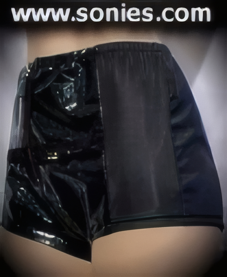 Mota Grande crocodile-embossed vinyl shorts with front zipper