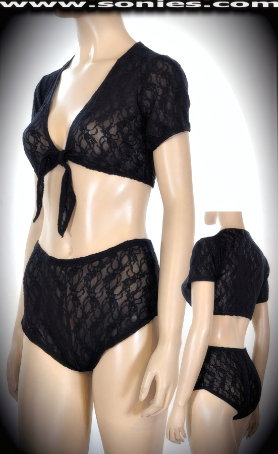 Zuben Lace Crop Top & Hot Pants Set