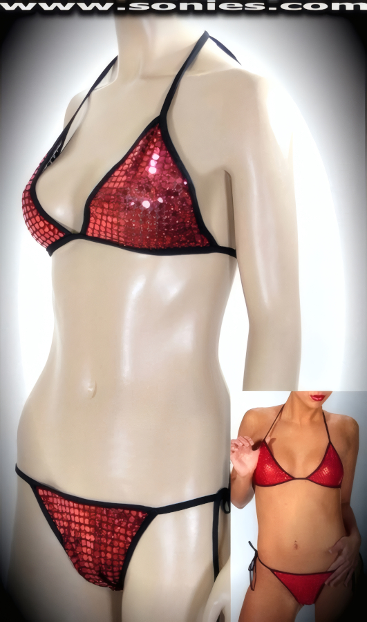 Negra Sequin Lurex String Bikini Set