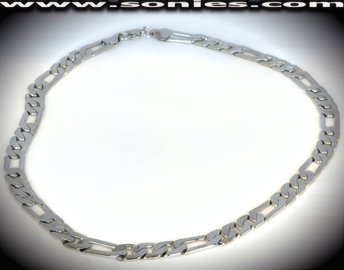 Intricate anodized silver wide Chain Break Necklace