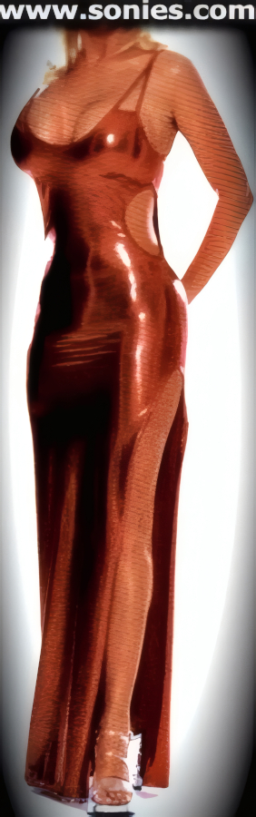 Gaetane glittery Lycra gown with cutouts and thigh-high side slit