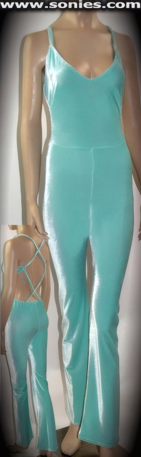Findlay lustrous body tracing stretch velvet catsuit