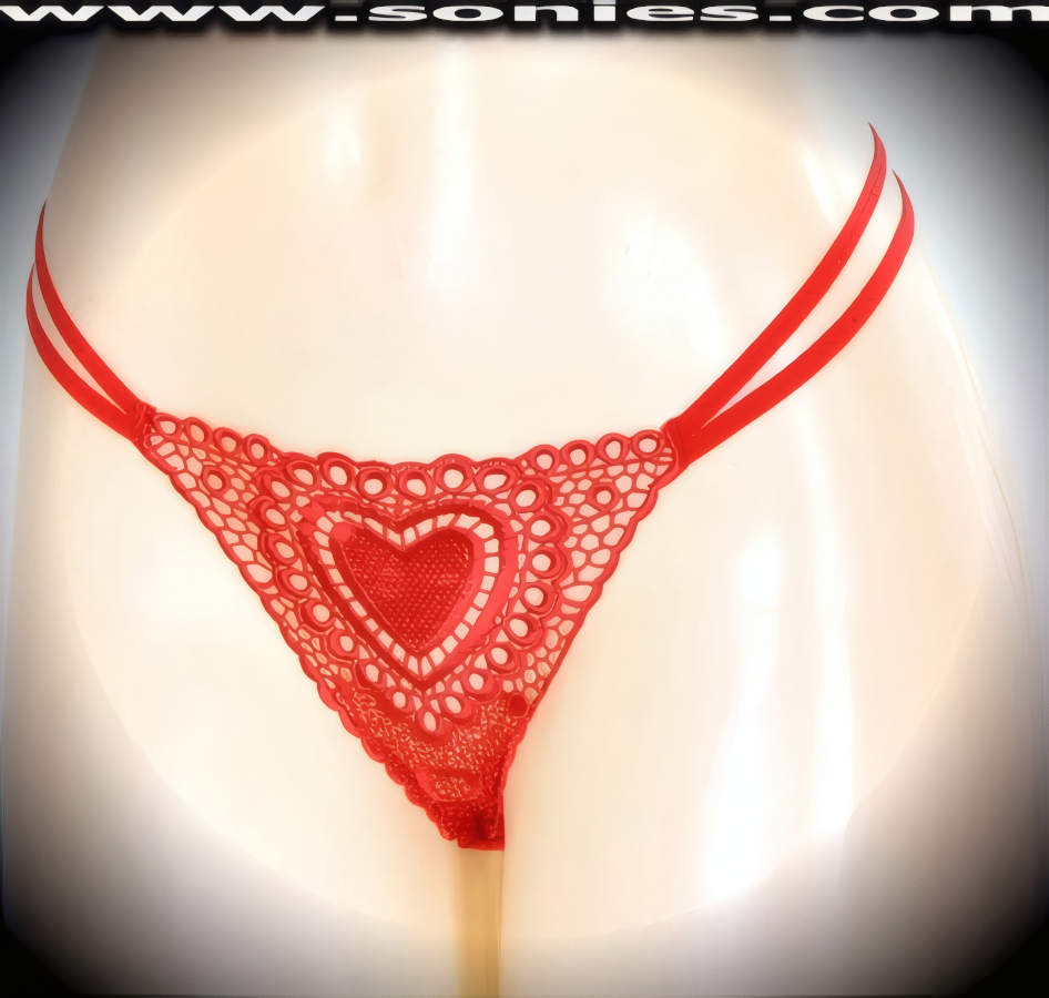 Ellen Low-Rise Lace Hearts Embroidered Thong Panty