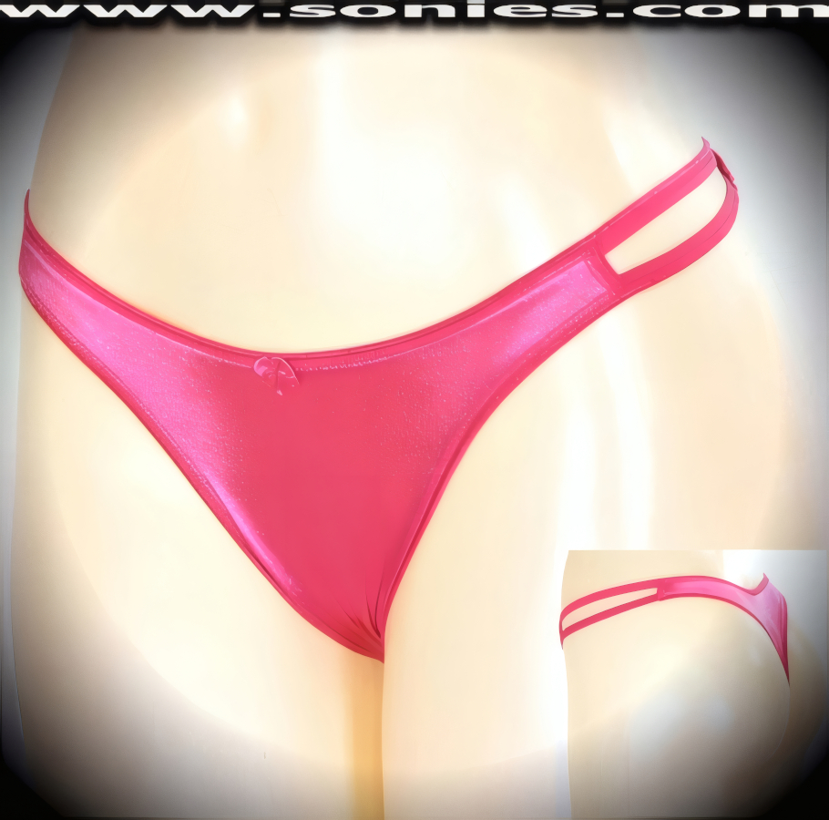 Kamet Low-Rise Satin Lycra Thong Panty with Strappy Cutouts