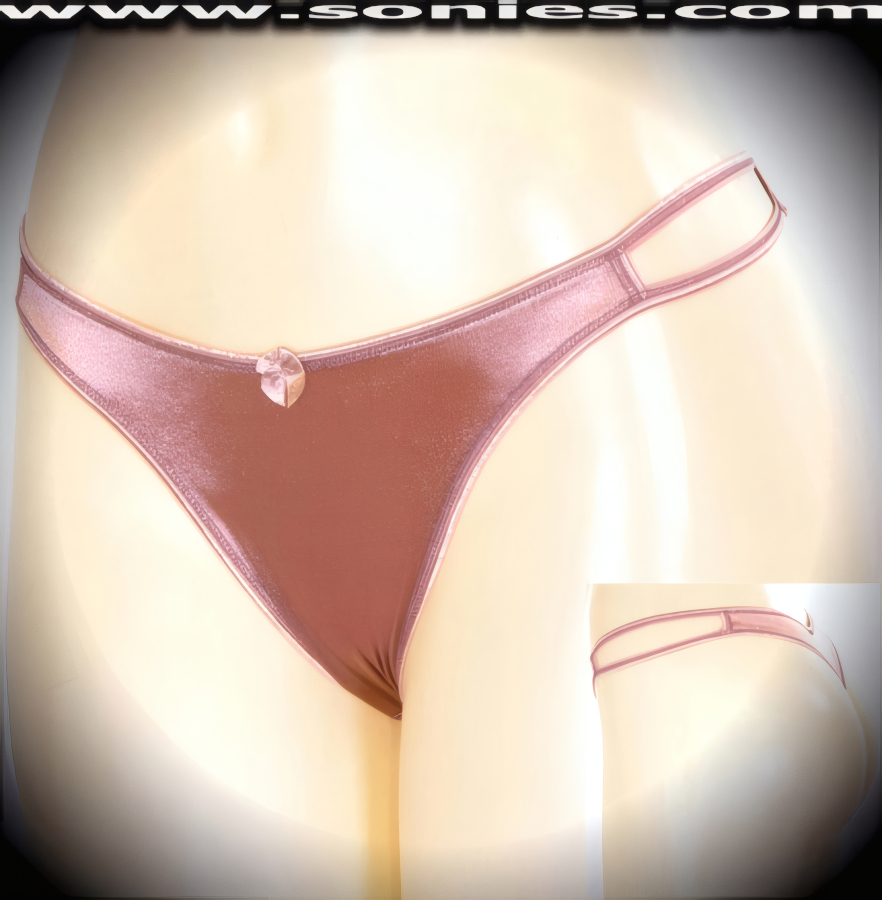 Kamet Low-Rise Satin Lycra Thong Panty with Strappy Cutouts