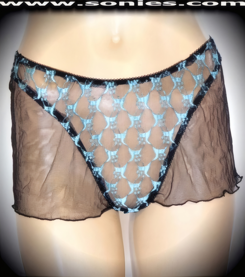 Anarawd Low-Rise Floral Lace Mesh Thong Panty