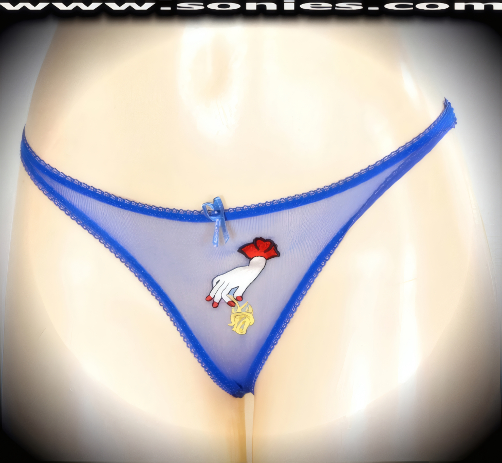 Devi Dance-Wear Low-Rise Mesh Thong with Rose Embroidery