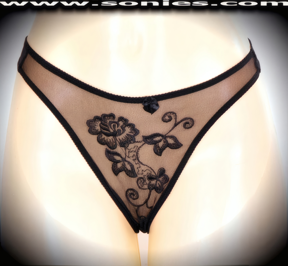 Cleopatra Low-Rise Mesh Floral Thong Panty
