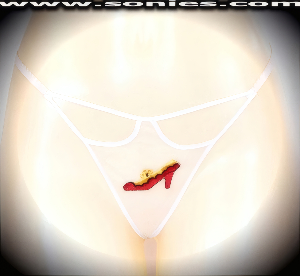Lupita mesh cutout G-String panty with embroidered shoe