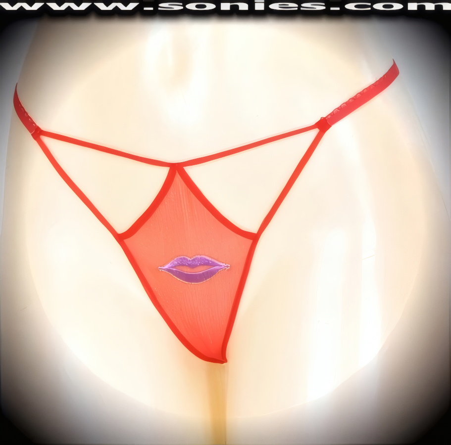 Lurdes Low-Rise Mesh Lips Embroidered G-String Panty
