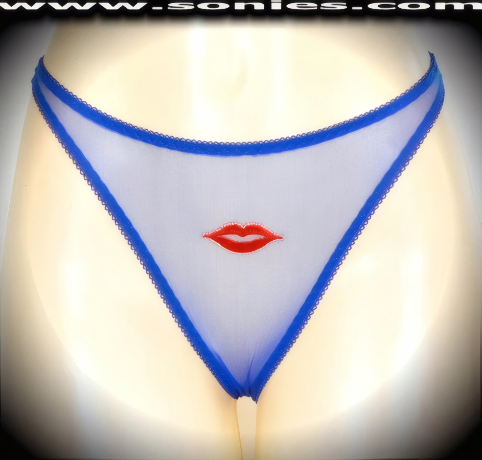 Paloma Low-Rise Mesh Lips Embroidered Thong Panty